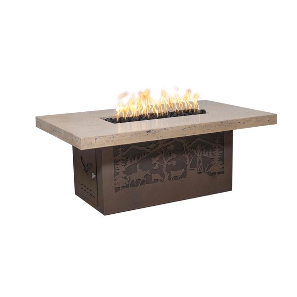 The Outdoor Plus 60 x 36 Rectangle Outback Fire Pit, Rustic Gray Concrete Top, Pewter Powder Coat Base, Natural Gas OPT-OBCR6036PCFSEN-RGR-PEW-NG